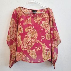 Zero Zero Semi Sheer Paisley Print Top/ Cover Up Women's Size Small/Medium